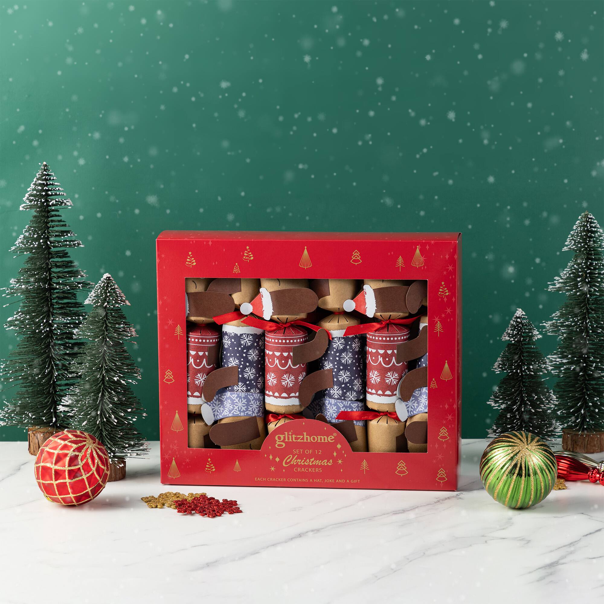 Glitzhome® 12PK 1.5"D x 10"H Dogs Christmas Party Crackers with Gift Contents